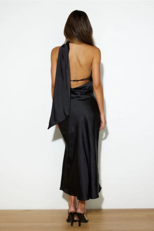 Chic Satin Slit Backless  Cocktail Dress - View 4