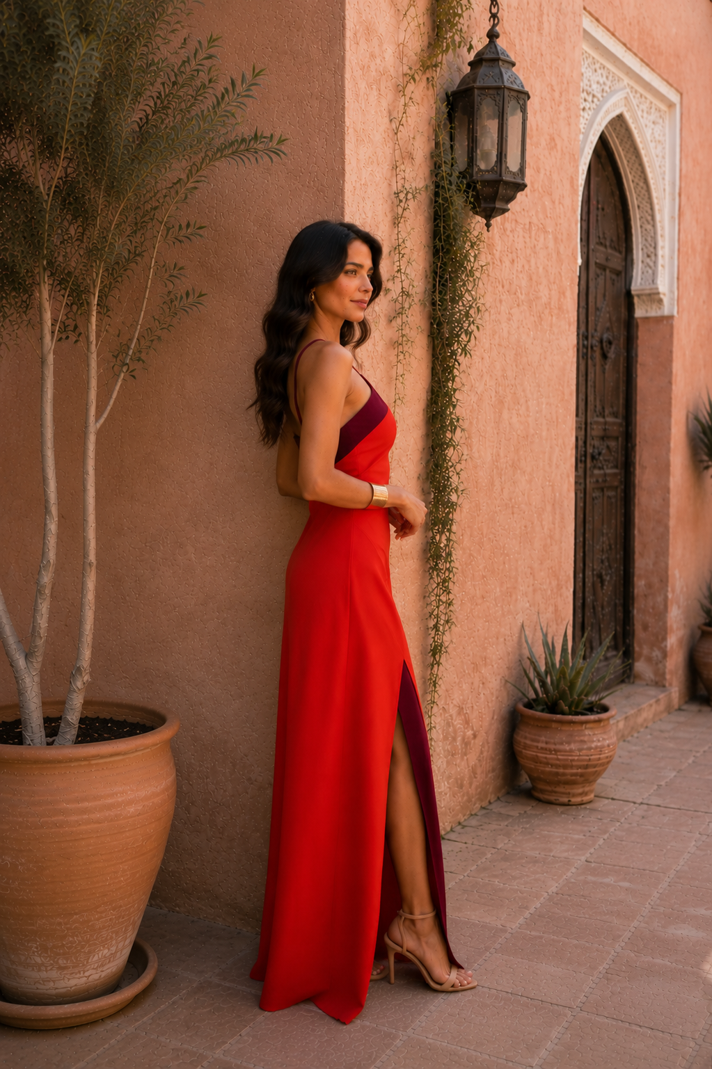 Halter Neck High Split Contrast Trim Maxi Dress 8