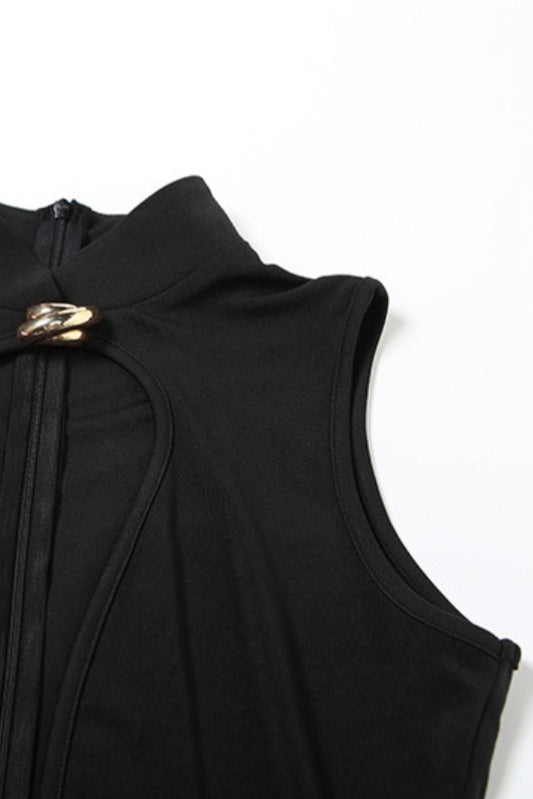 High Neck Sleeveless Cut Out Bodycon Mini Dress - View 5