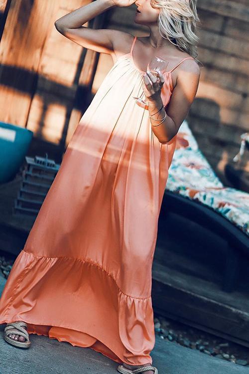 Spaghetti Strap V-Neck Tiered Ruffle Hem Maxi Dress 30