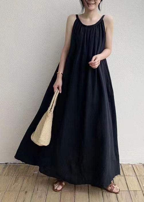 Spaghetti Strap Gathered Neck Oversized A-Line Maxi Dress - View 2