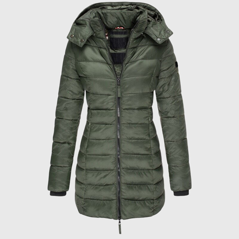 Hooded Zip Front Longline Puffer Jacket 3