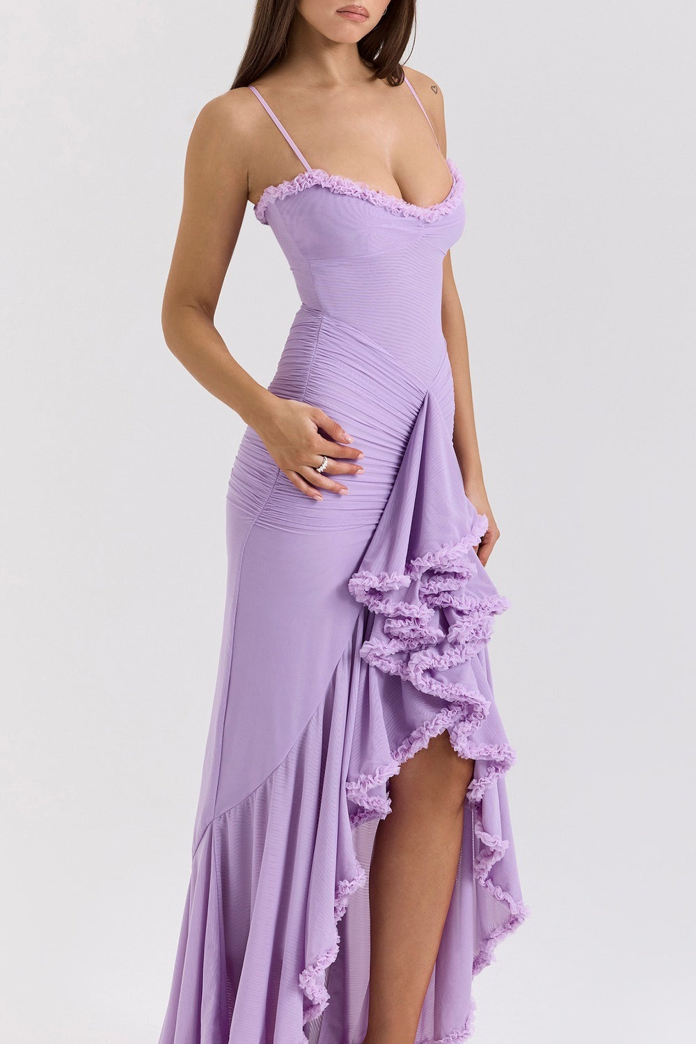 Stretch Mesh V Neck Cami Midi Dress - View 5