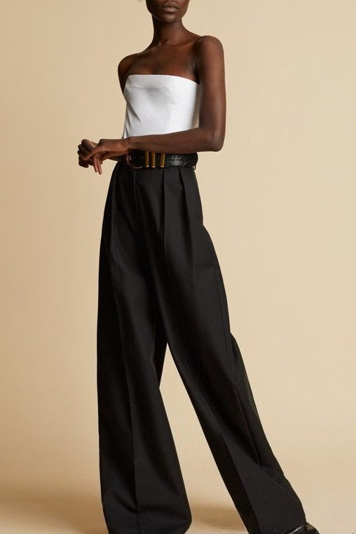 High Waist Straight Wide Leg Floor Length Pants