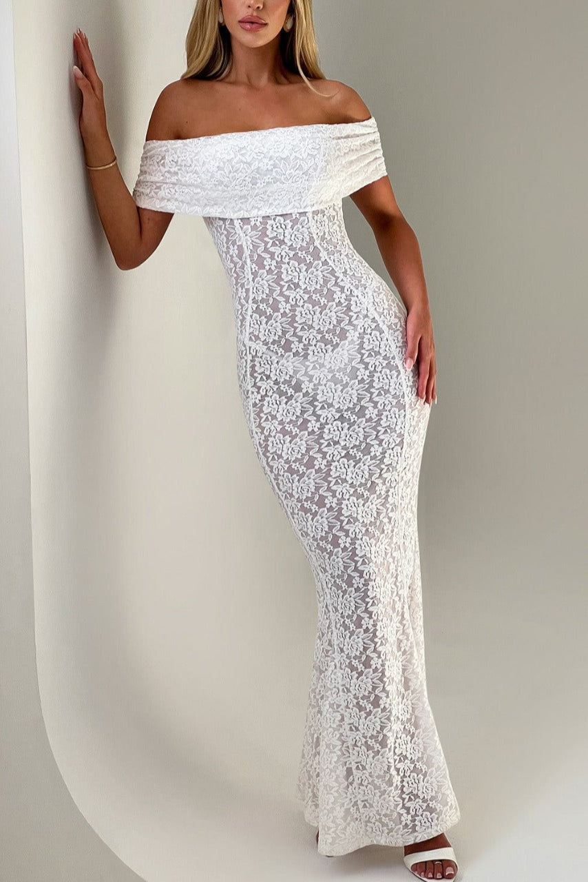 Floral Lace Backless Lace Dress - View 2