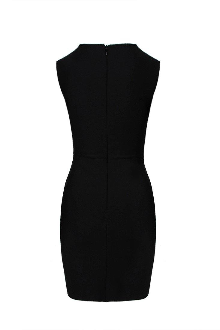 Rhinestone Mesh Mock Neck Plunge Bodycon Cocktail Mini Dress - View 4