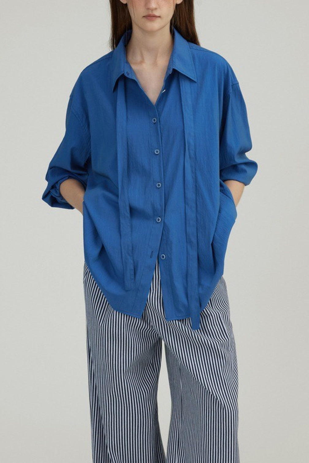 Tencel Draped Tie Blouse