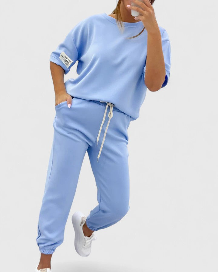Short Sleeve Tee and Drawstring Jogger Two Piece Set 9