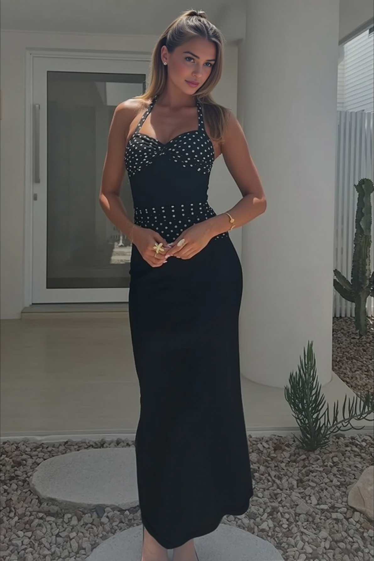 Halter U Neck Backless Tie Party Dress - View 2