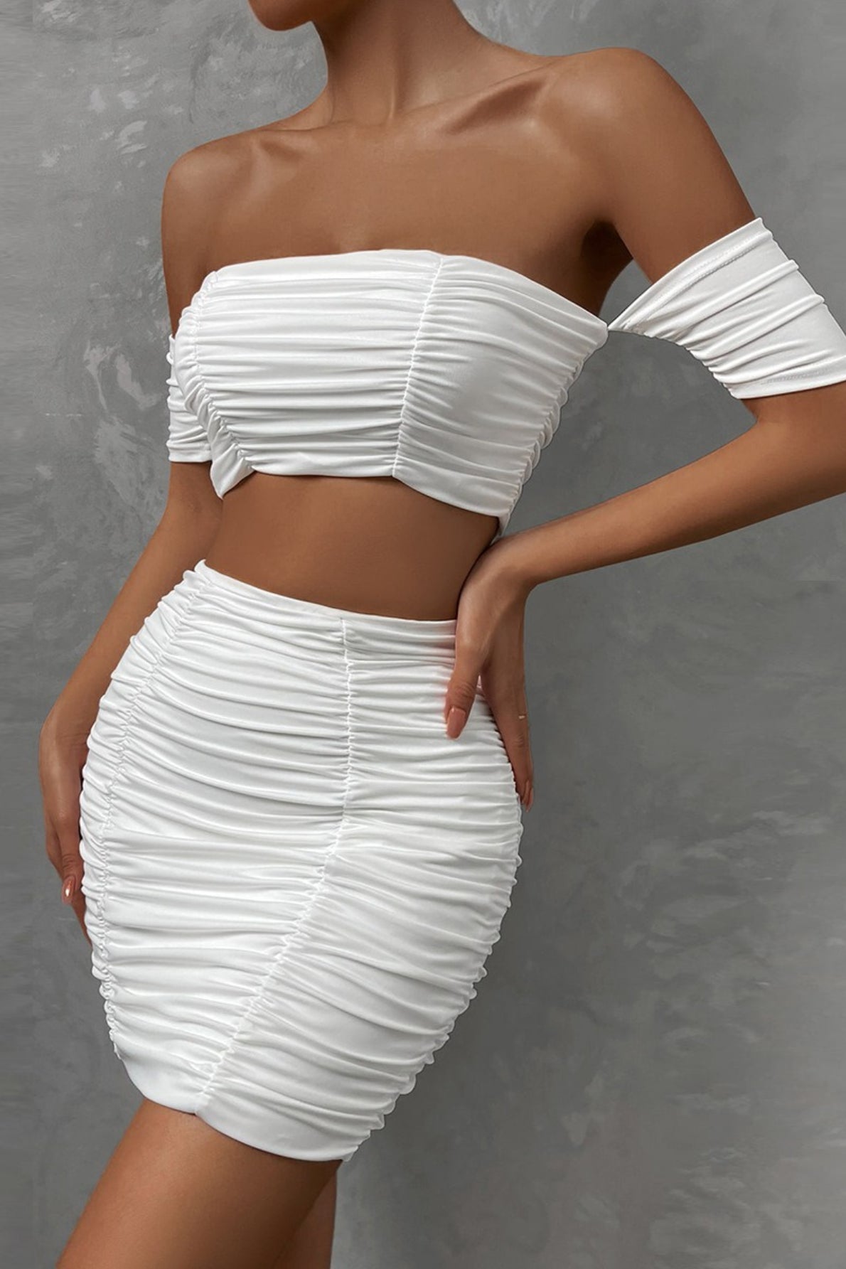 Bodycon Pleated Denim Mini Skort