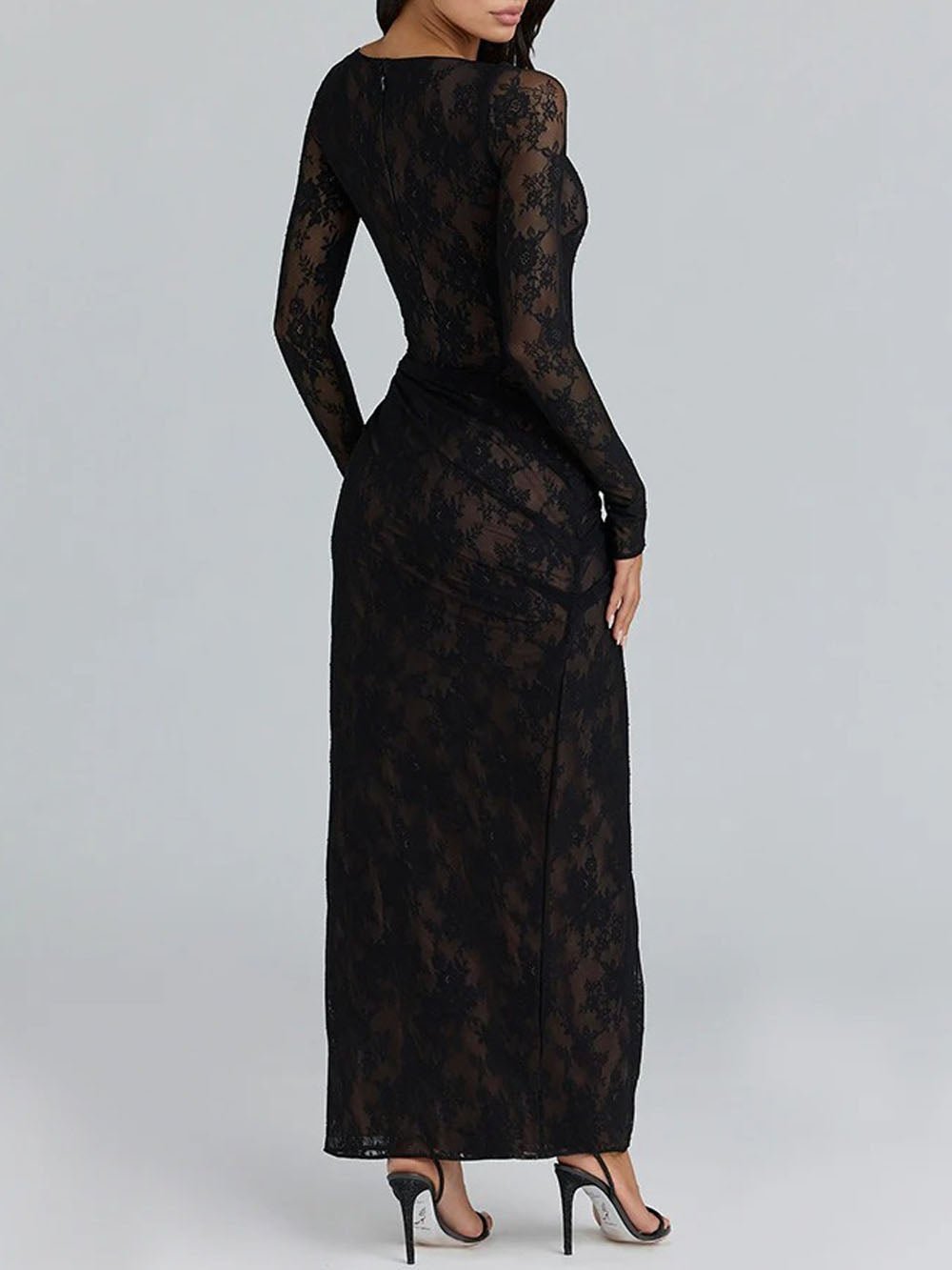 Elise Lace Thigh Split Maxi Dress - View 2