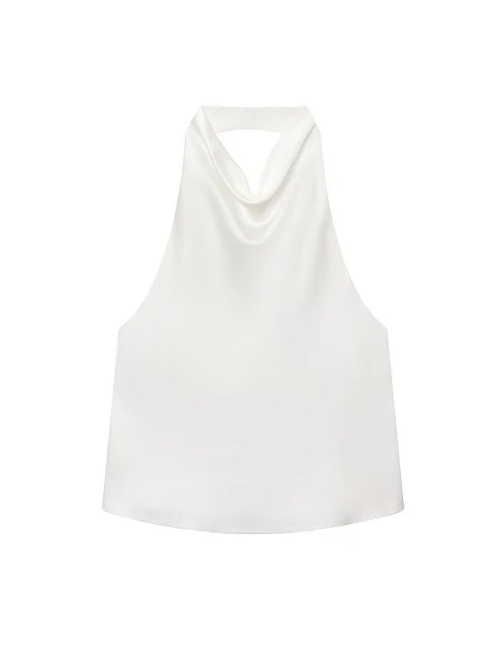 Elise Satin Halter Camisole in White