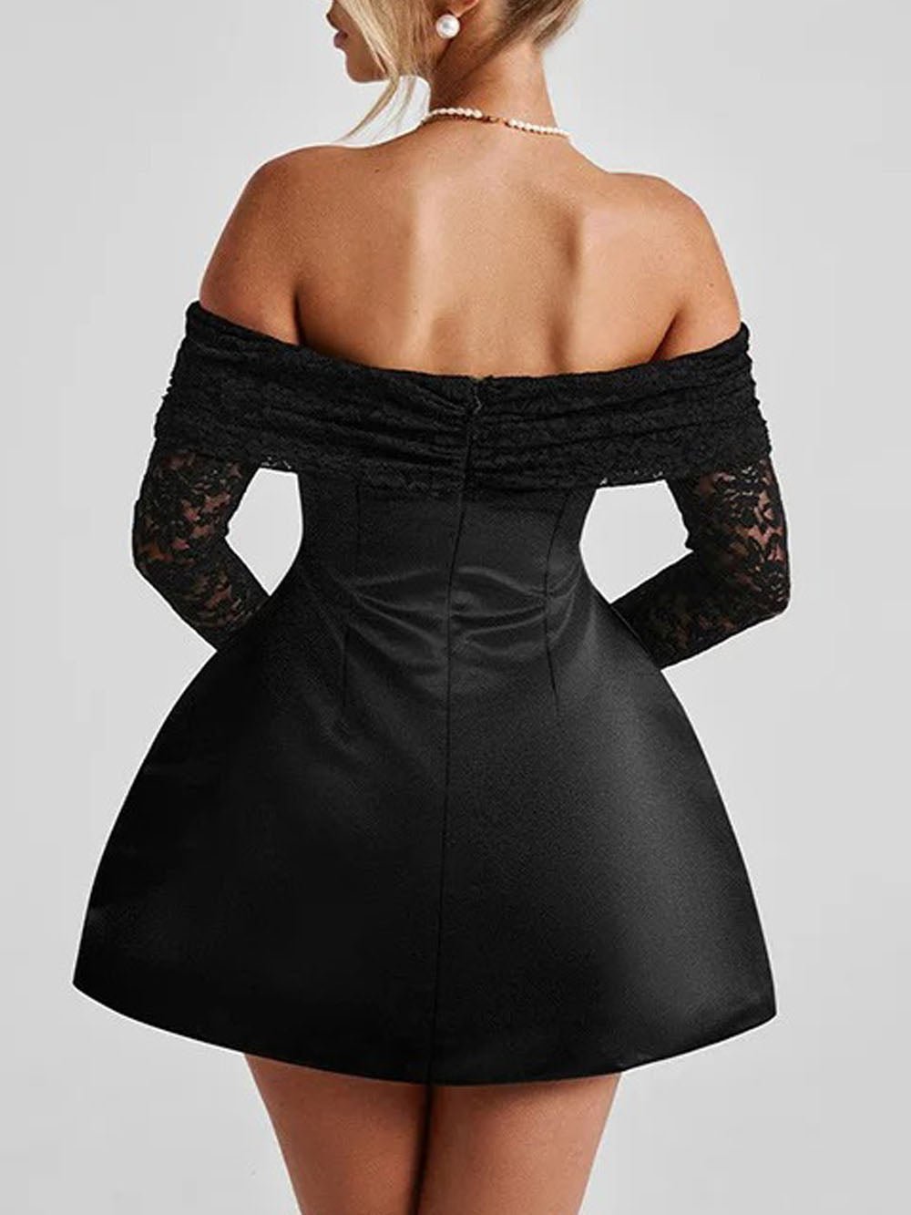 Elodie Off Shoulder Lace Mini Dress - View 3