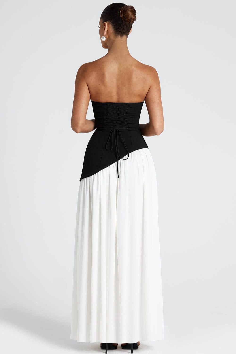 Strapless Bustier Scarf Neck High Split Maxi Dress - View 3