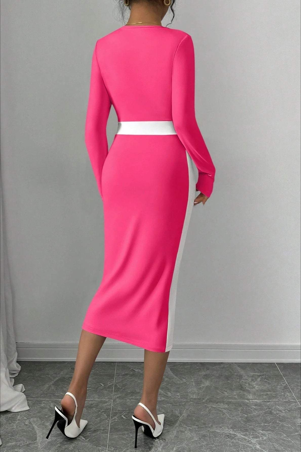 Color Block Panel Bodycon Cocktail Mini Dress - View 8