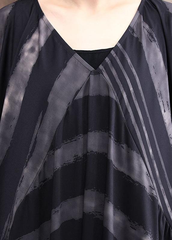 Brushstroke Stripe Deep V-Neck Sleeve Kaftan Maxi Dress - View 5