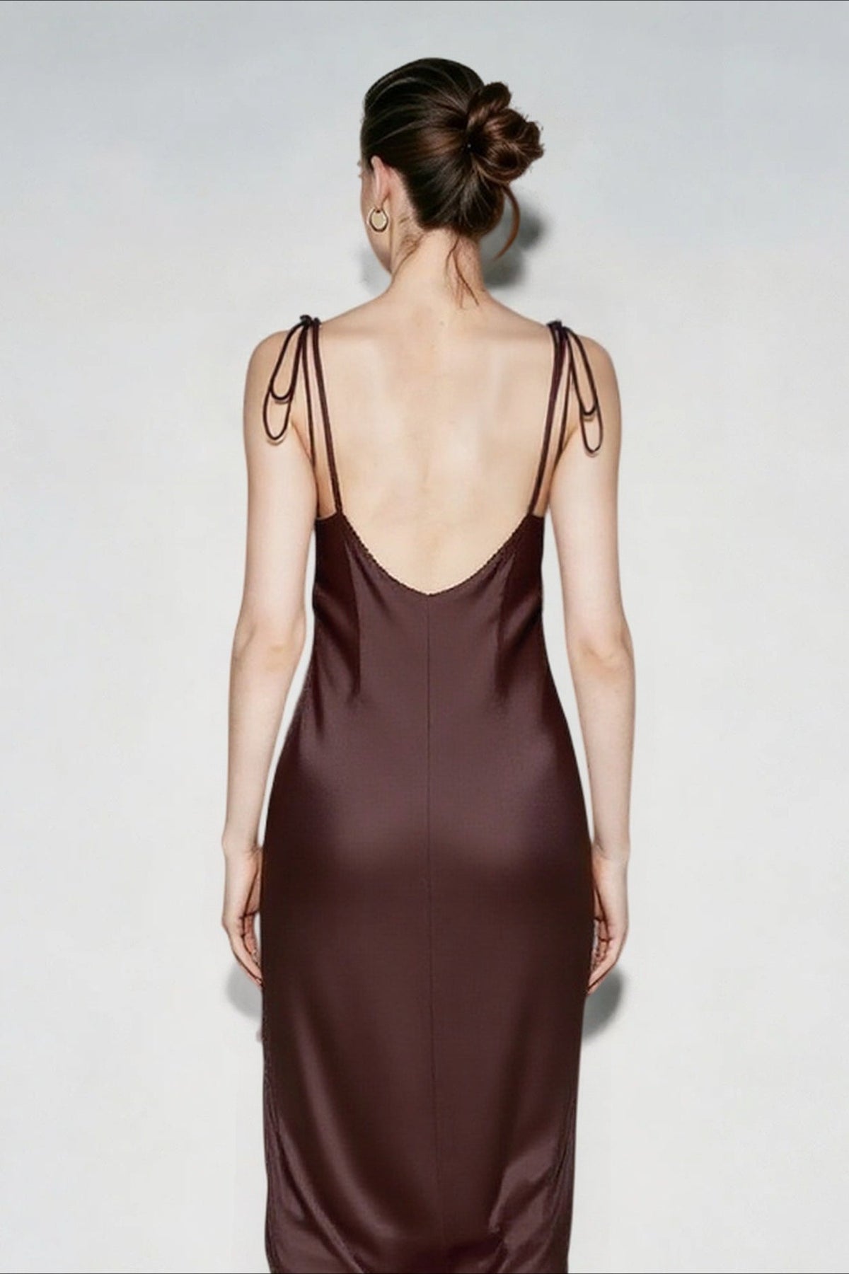 Satin Cami Backless Silk Dress - View 3