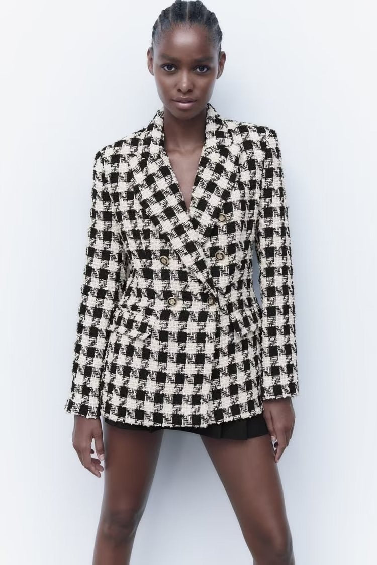 Textured Houndstooth Blazer