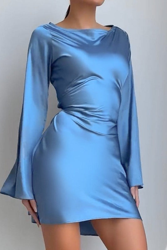 Satin V-Neck Sleeveless Bodycon Mini Dress - View 2