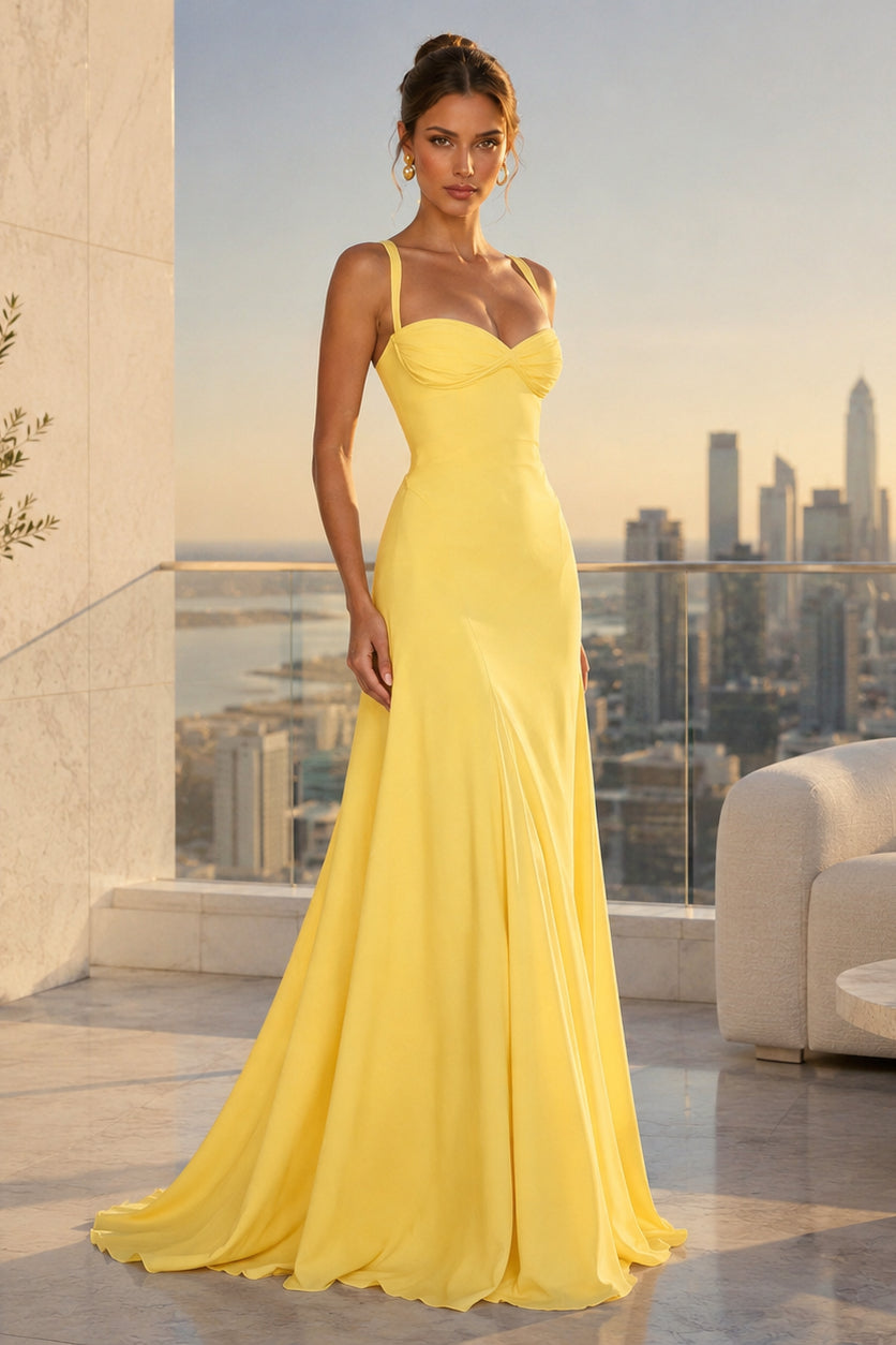 Sweetheart Wide Strap Ruched Bust Princess Seam A-Line Maxi Gown - View 2