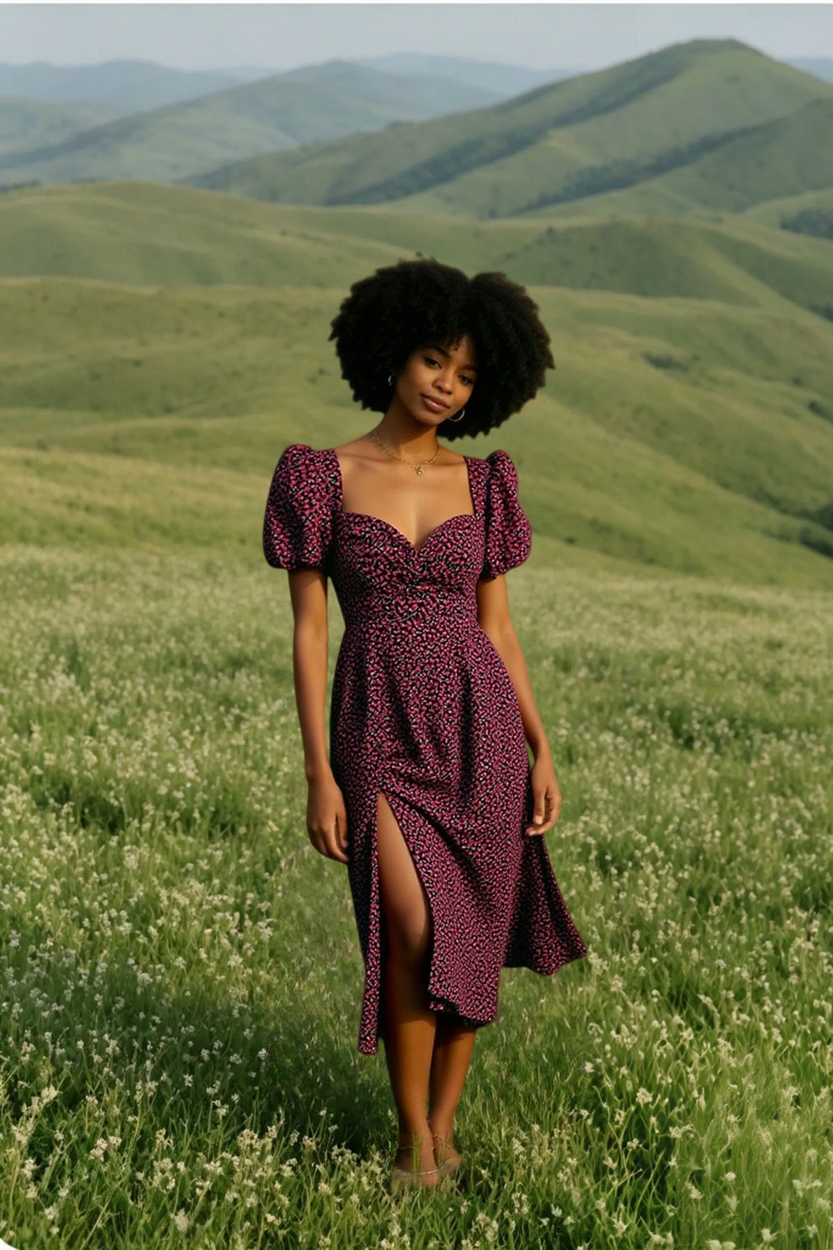 Vintage Washed Floral Midi Dress