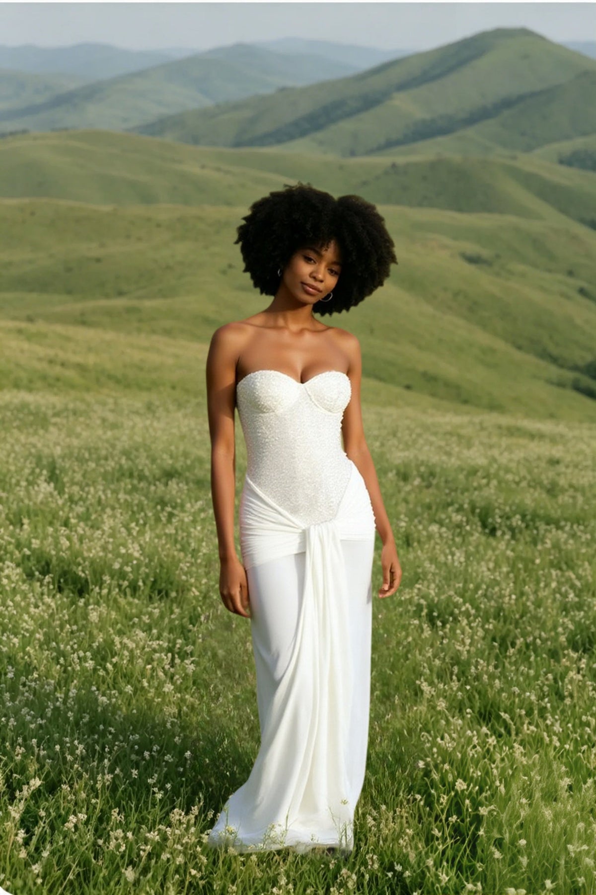 Strapless Rhinestone High Waist Bodycon Dress - View 3