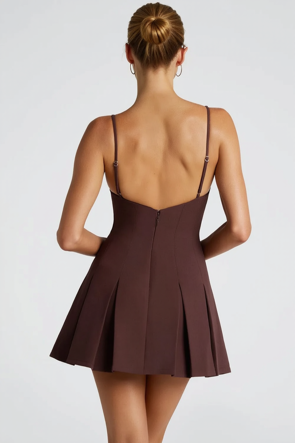 Pleated Sleeveless Slim Work Dress