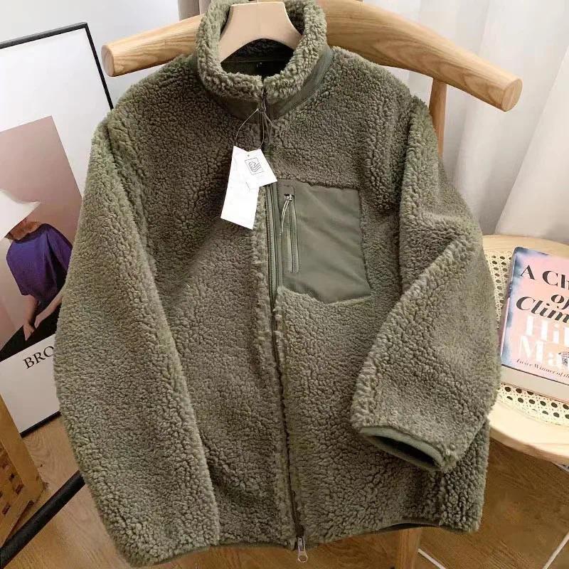 Stand Collar Zip Front Sherpa Fleece Jacket 2