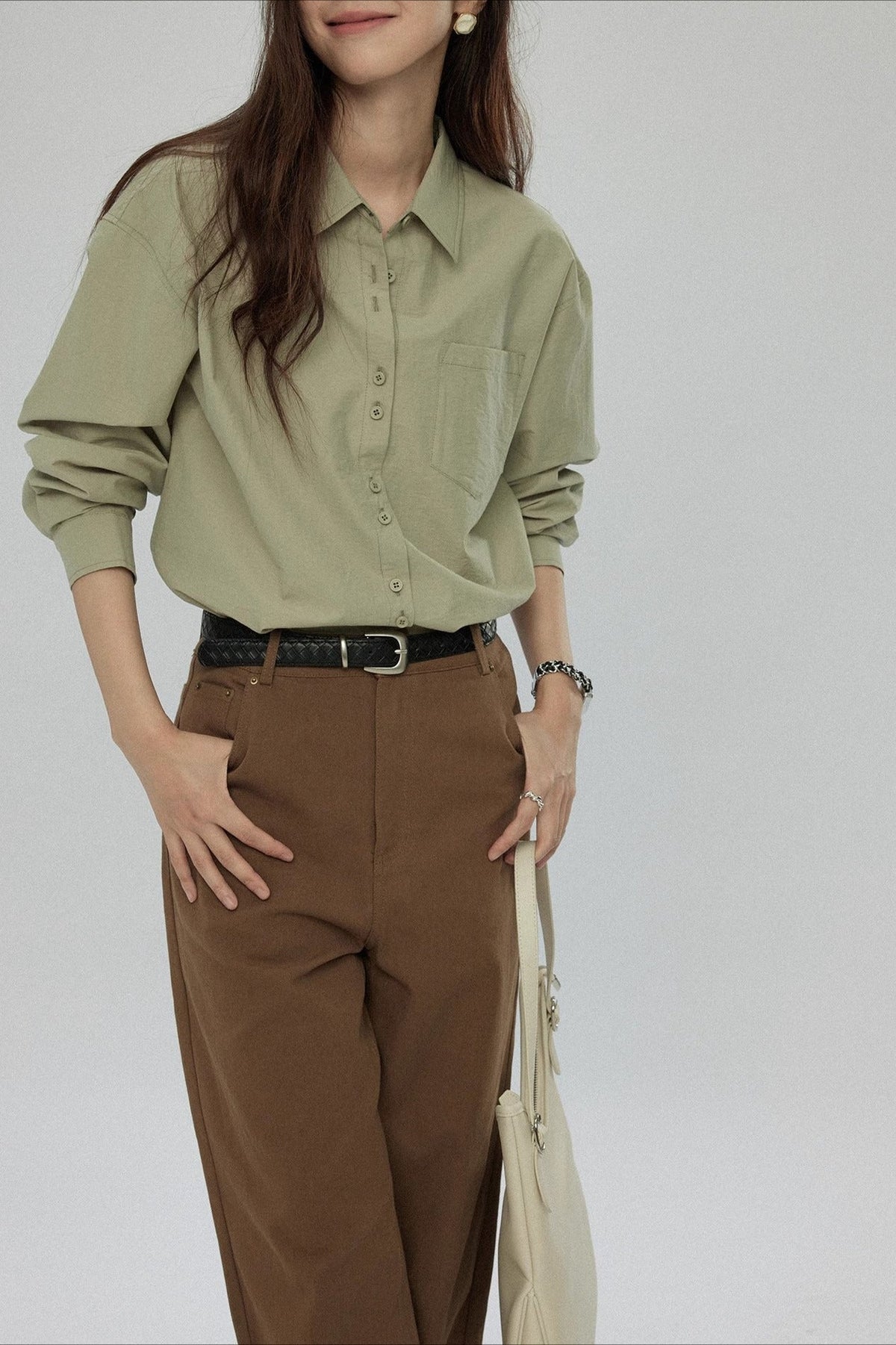 Button Down Long Sleeve Top
