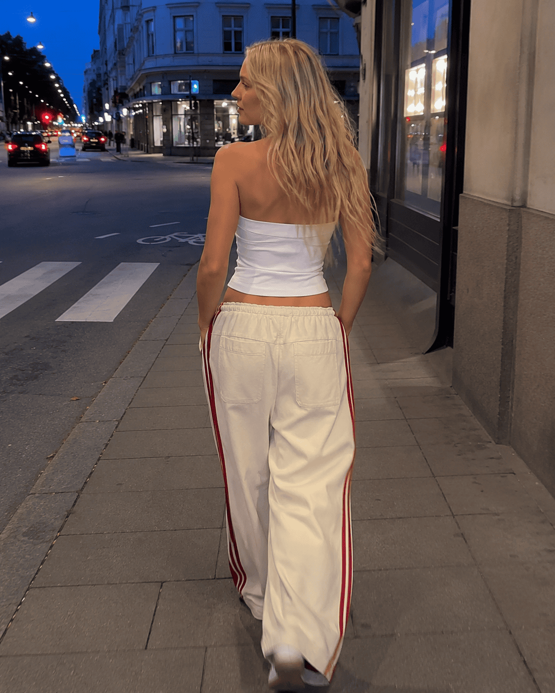 Side Stripe Airy Wide Leg Sweat Pants