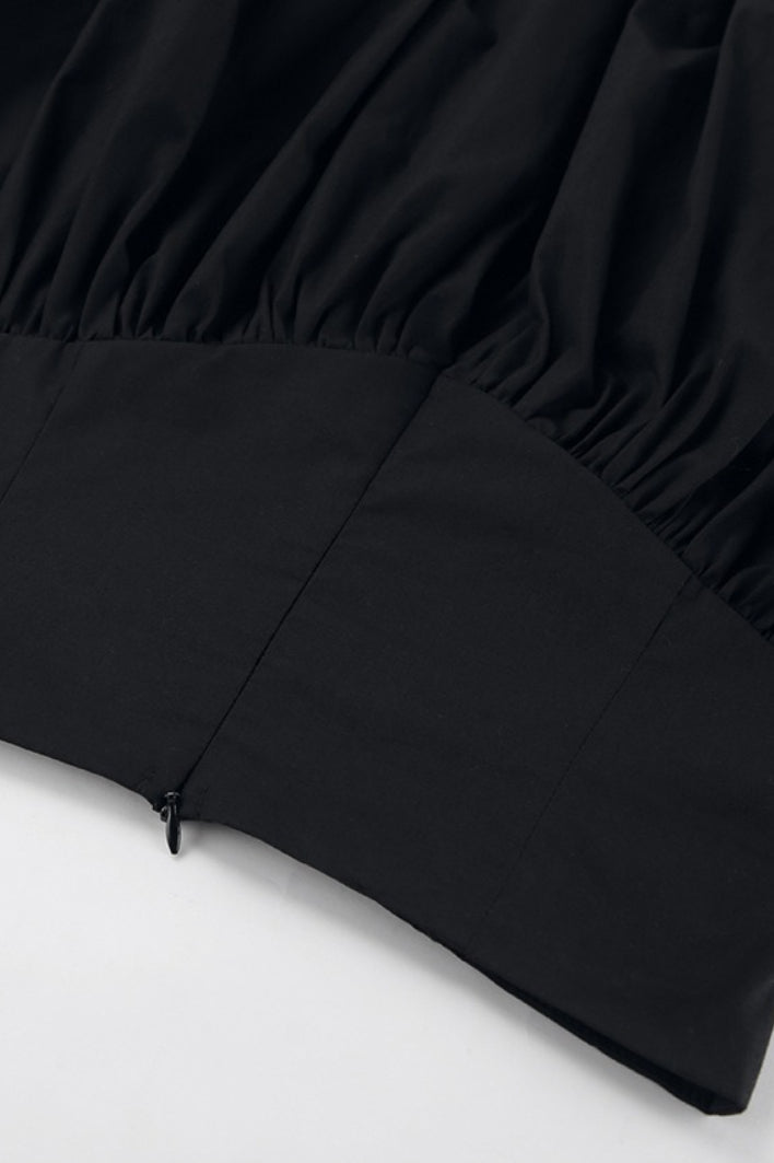 High-Waist Pleated Denim Mini Skort