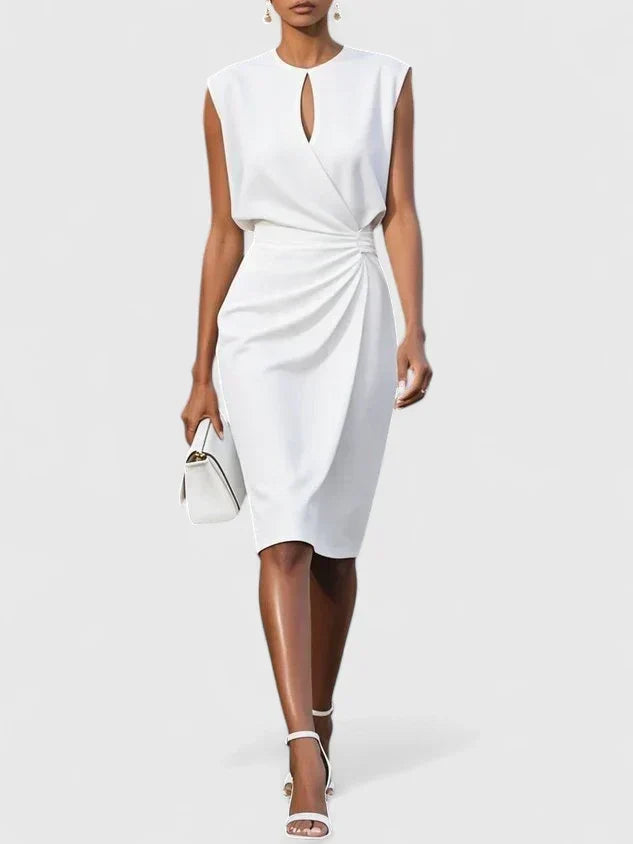 Keyhole Neck Sleeveless Ruched Bodycon Midi Dress 7