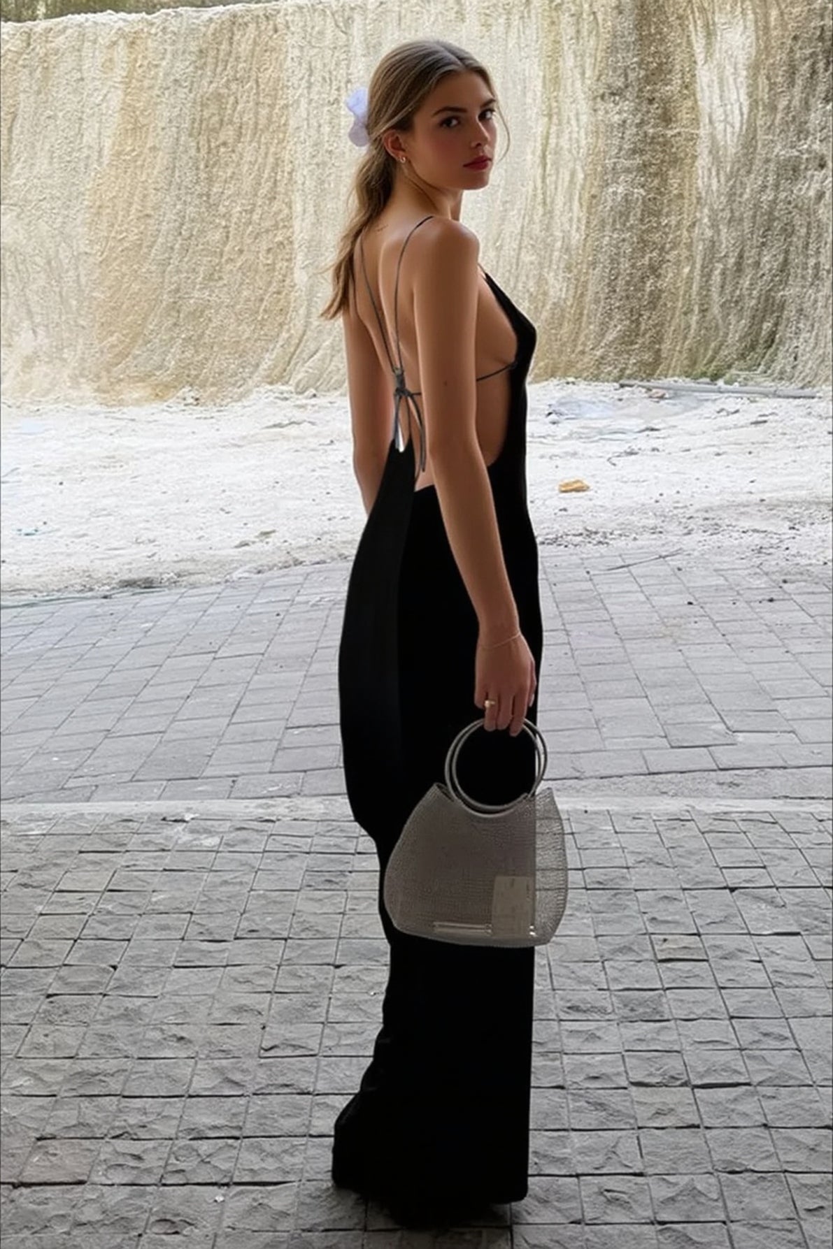 Deep V-Neck Backless Spaghetti Strap Bodycon Maxi Dress 4