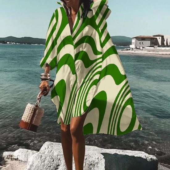 Oversized Lapel Collar Button Down Long Sleeve Shirt Mini Dress