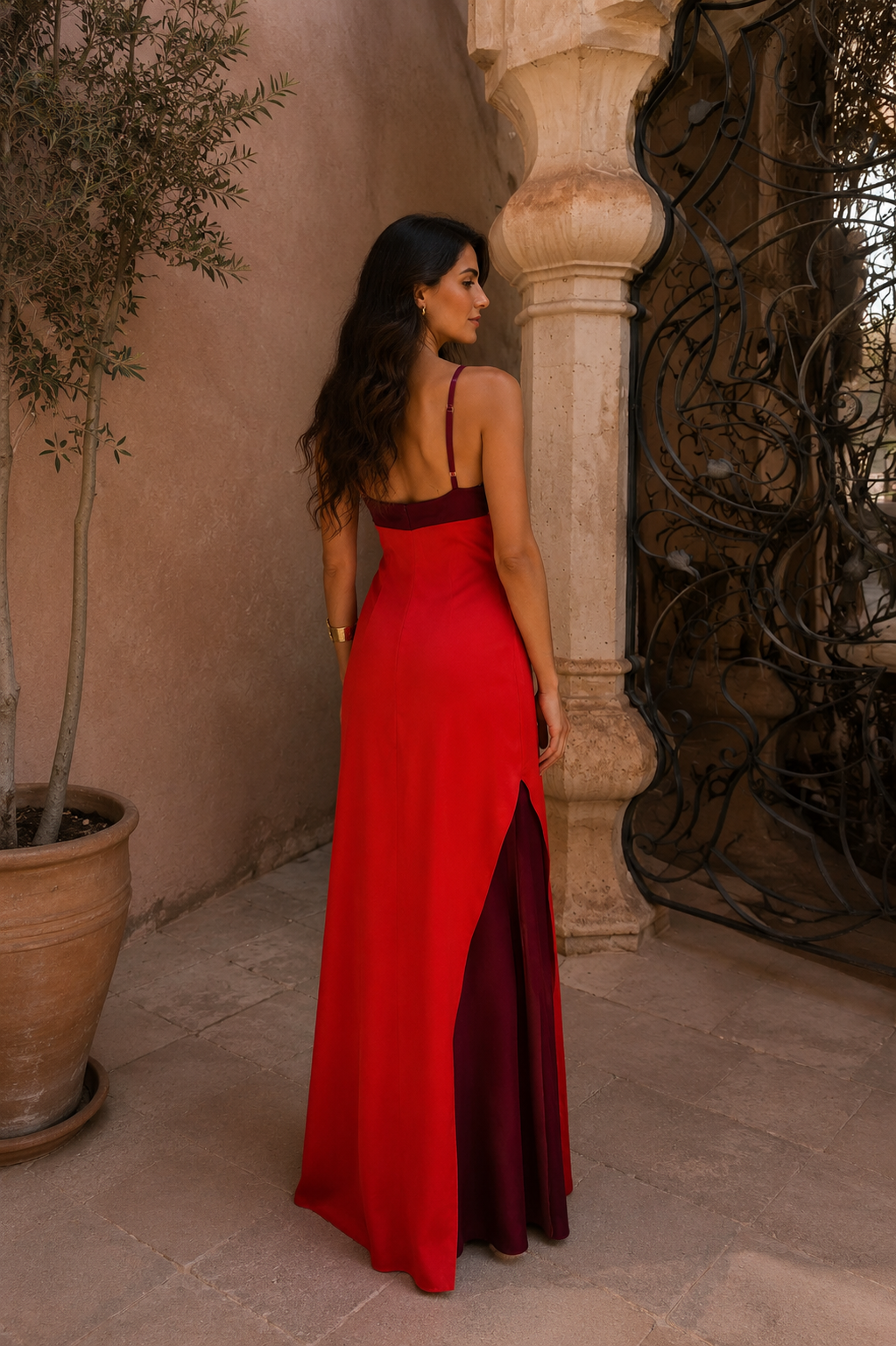 Halter Neck High Split Contrast Trim Maxi Dress 9