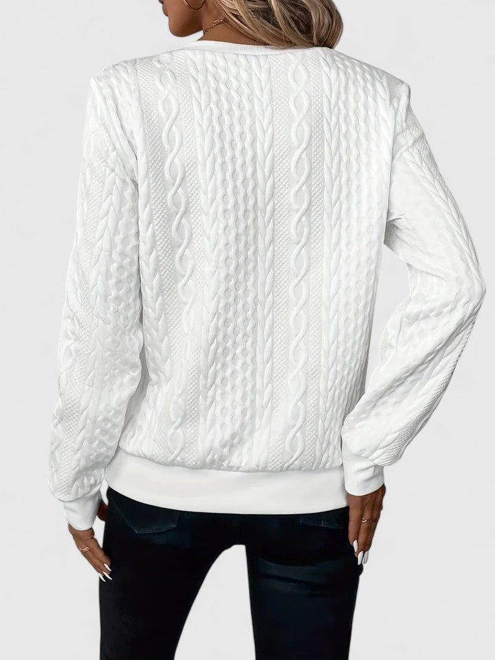 Quarter Zip Cable Knit Textured Sweatshirt 9