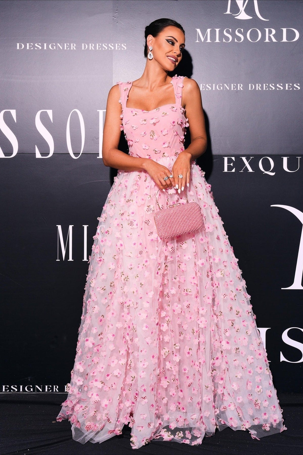 3D Floral Tulle Sweetheart A-Line Prom Gown