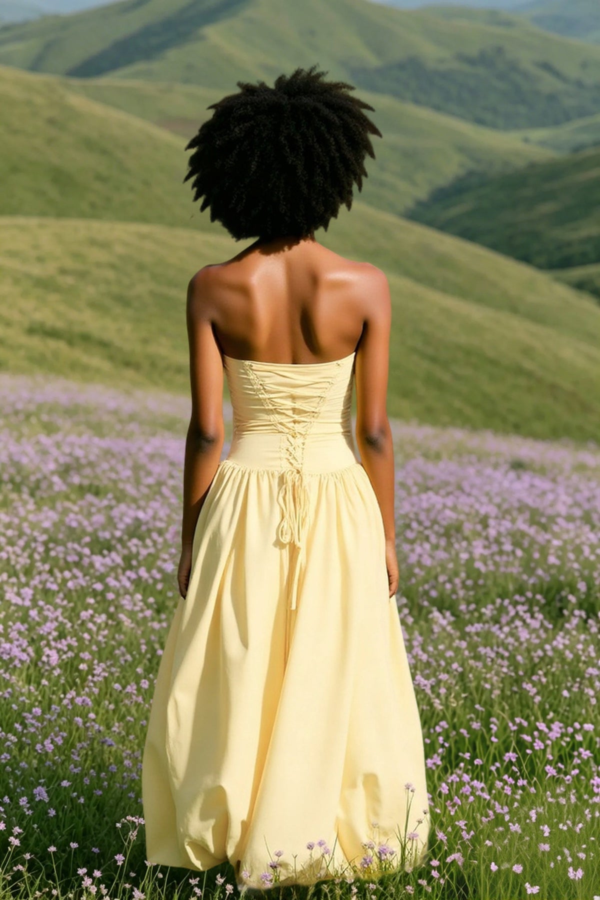 Strapless Ruched Drop Waist High Low Maxi Dress - View 3