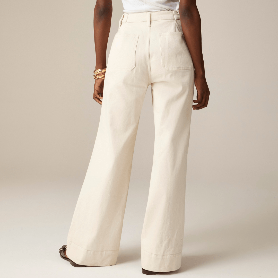 High Waist Patch Pocket Wide Leg Jeans 11