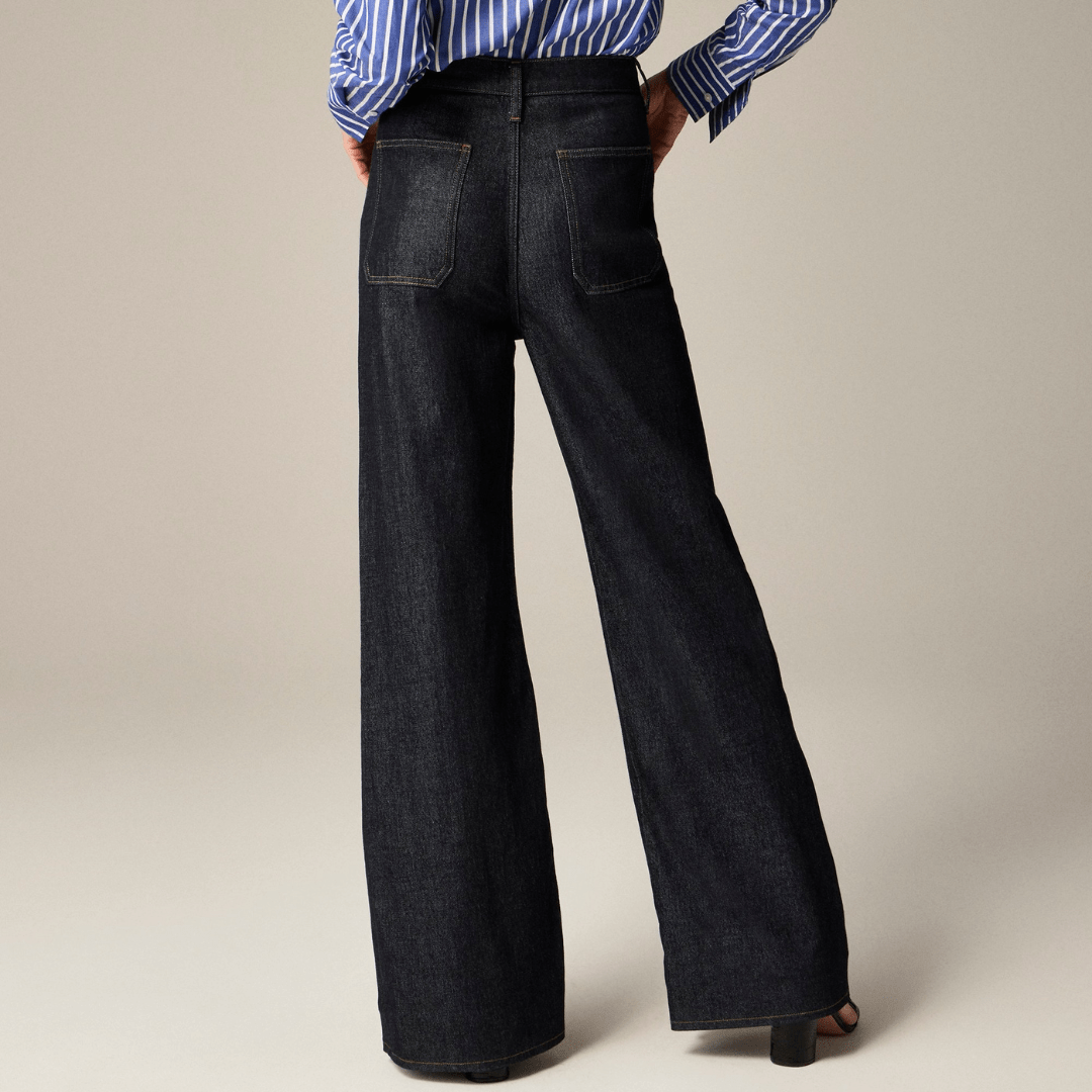 High Waist Patch Pocket Wide Leg Jeans 8