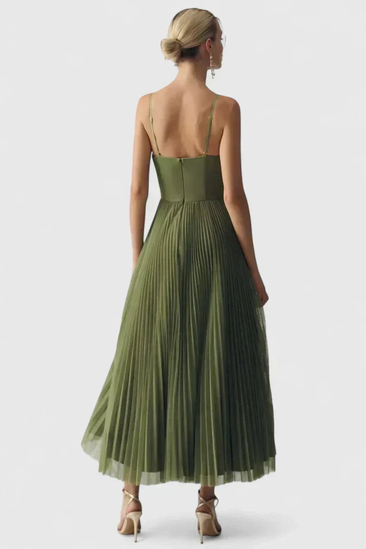 Sweetheart Corset Bodice Pleated Maxi Dress 5