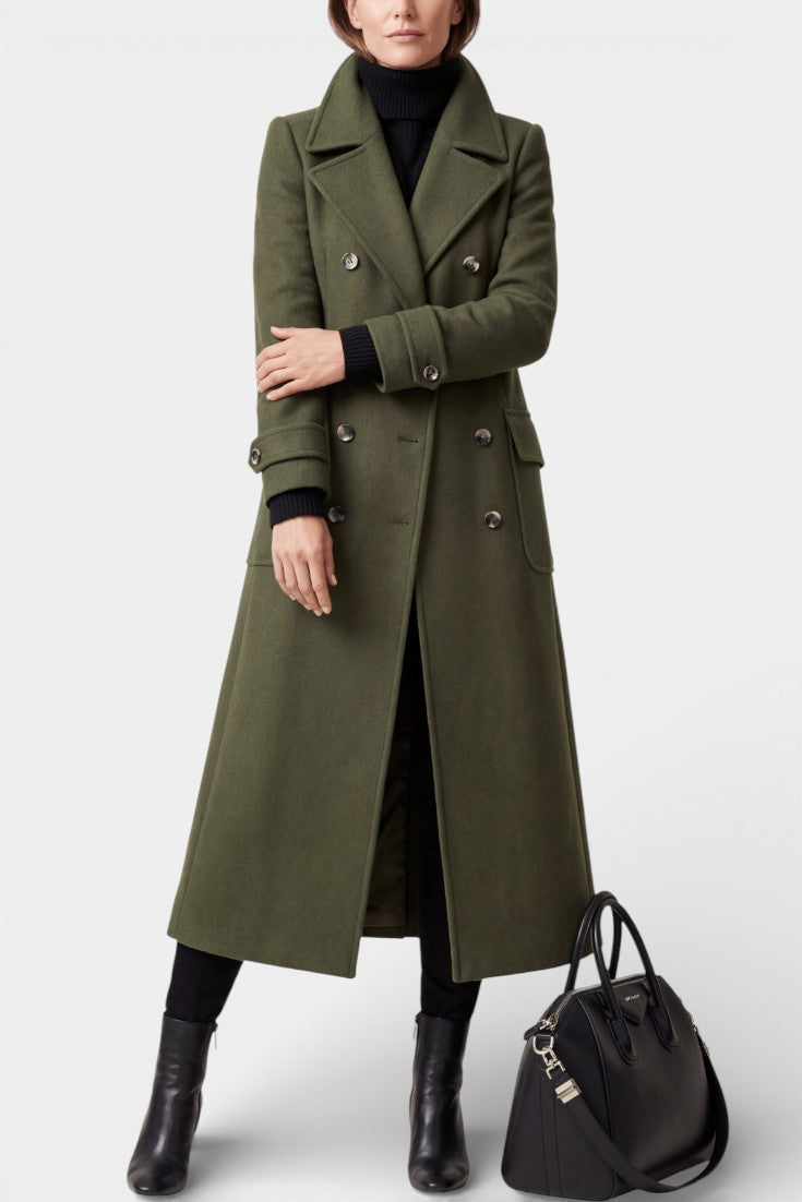 Notch Lapel Double Breasted Longline Coat