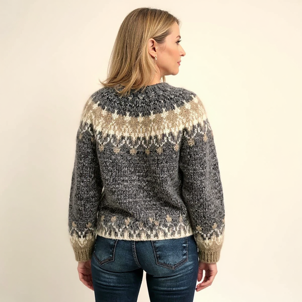 Crew Neck Fair Isle Knit Sweater 11