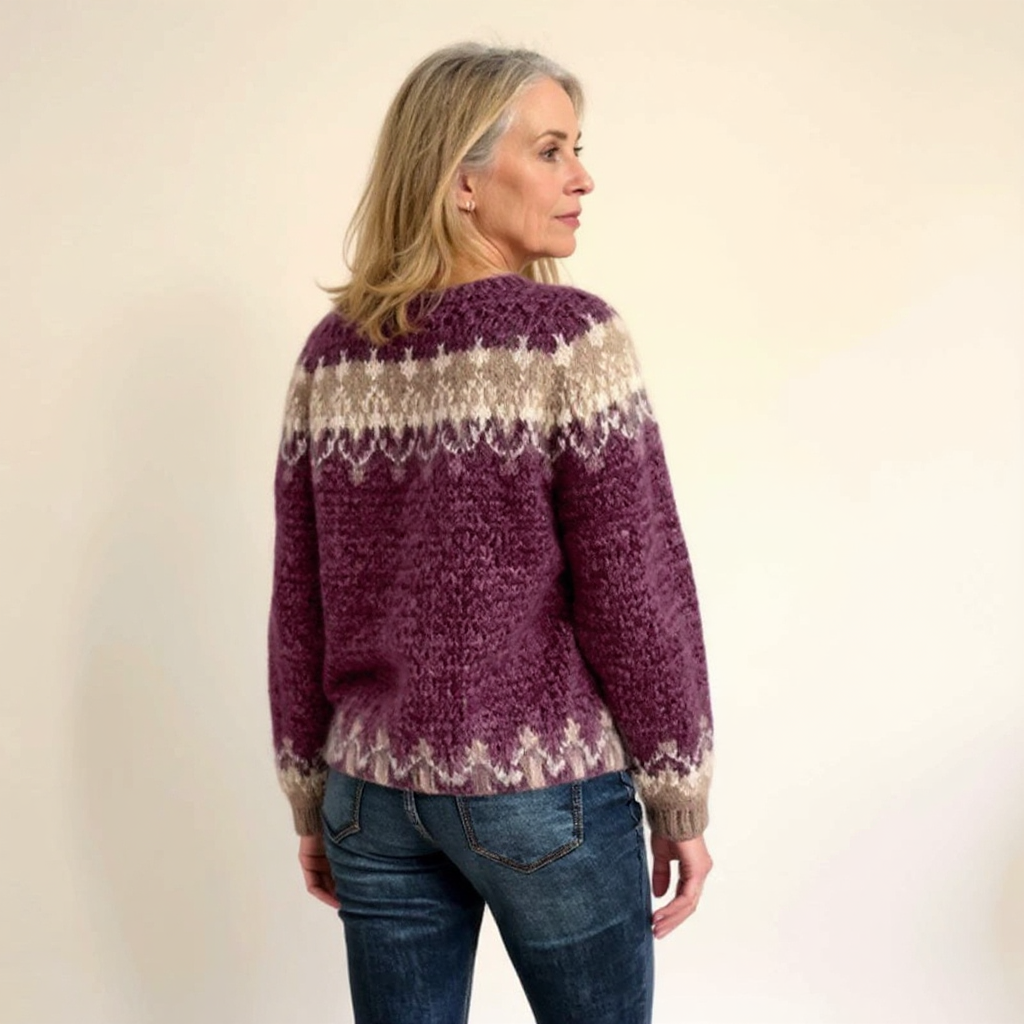 Crew Neck Fair Isle Knit Sweater 12