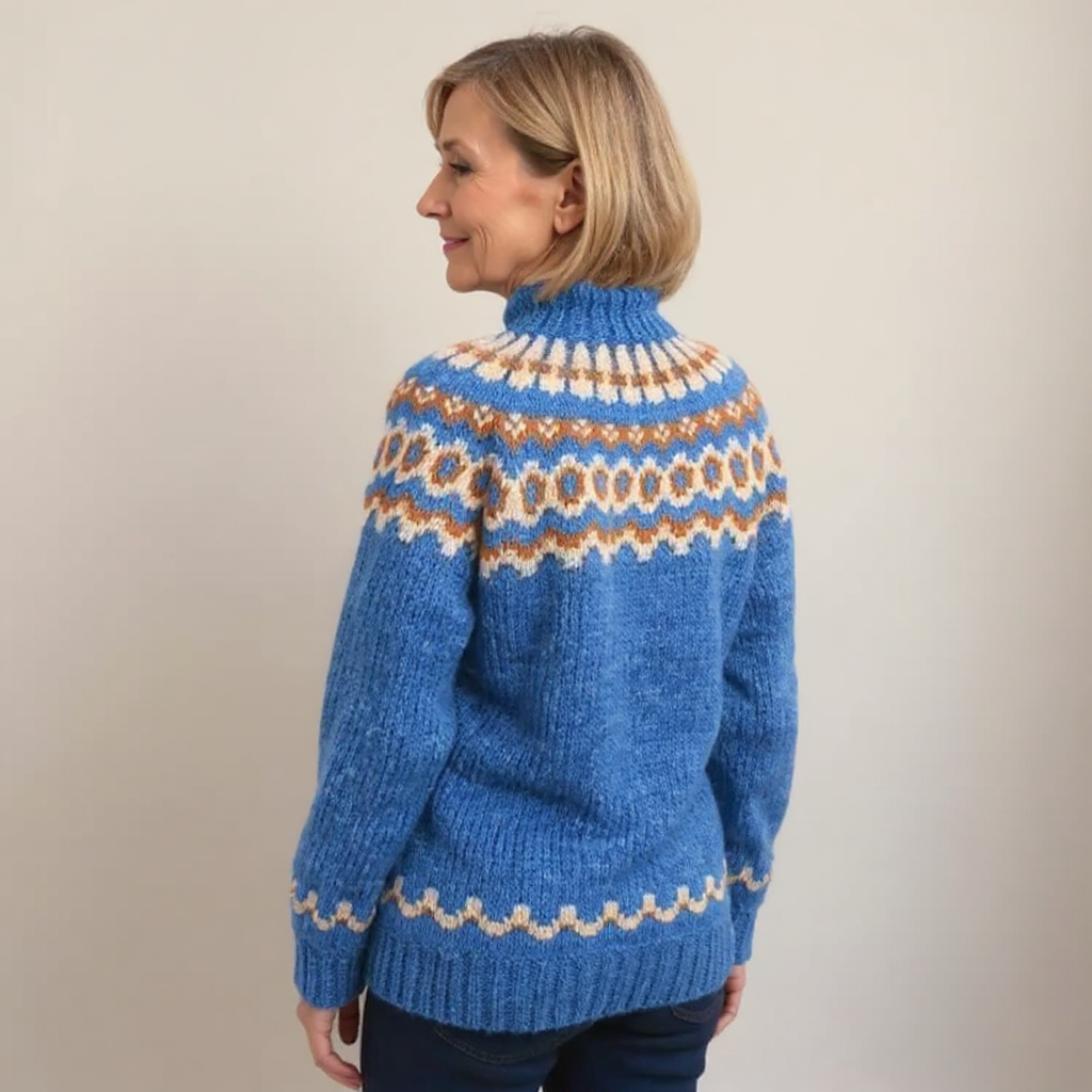 Fair Isle Mock Neck Long Sleeve Knit Sweater 11