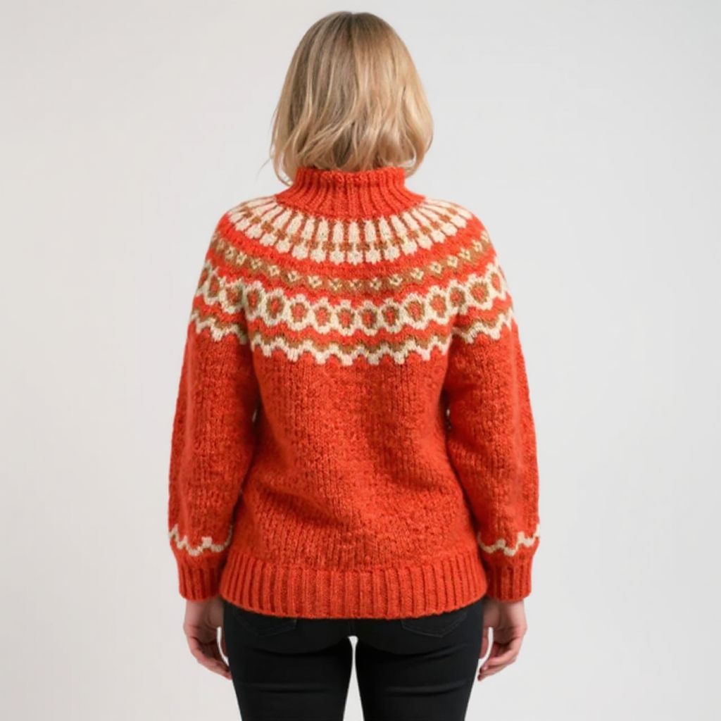 Fair Isle Mock Neck Long Sleeve Knit Sweater 9