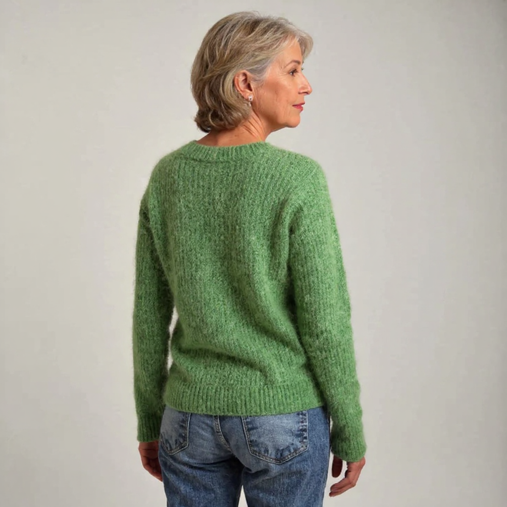 Crew Neck Sheep Motif Long Sleeve Knit Sweater 3