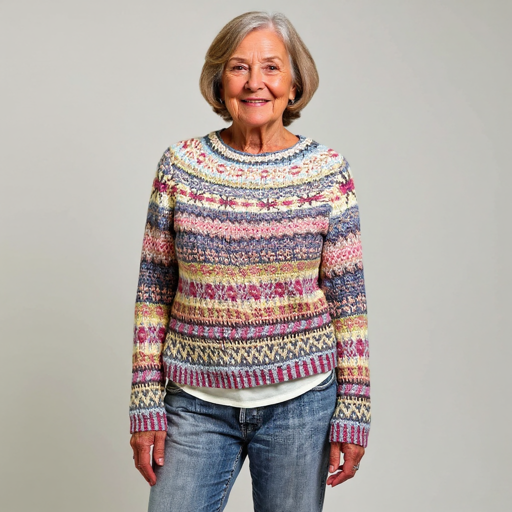 Fair Isle Crew Neck Knit Sweater