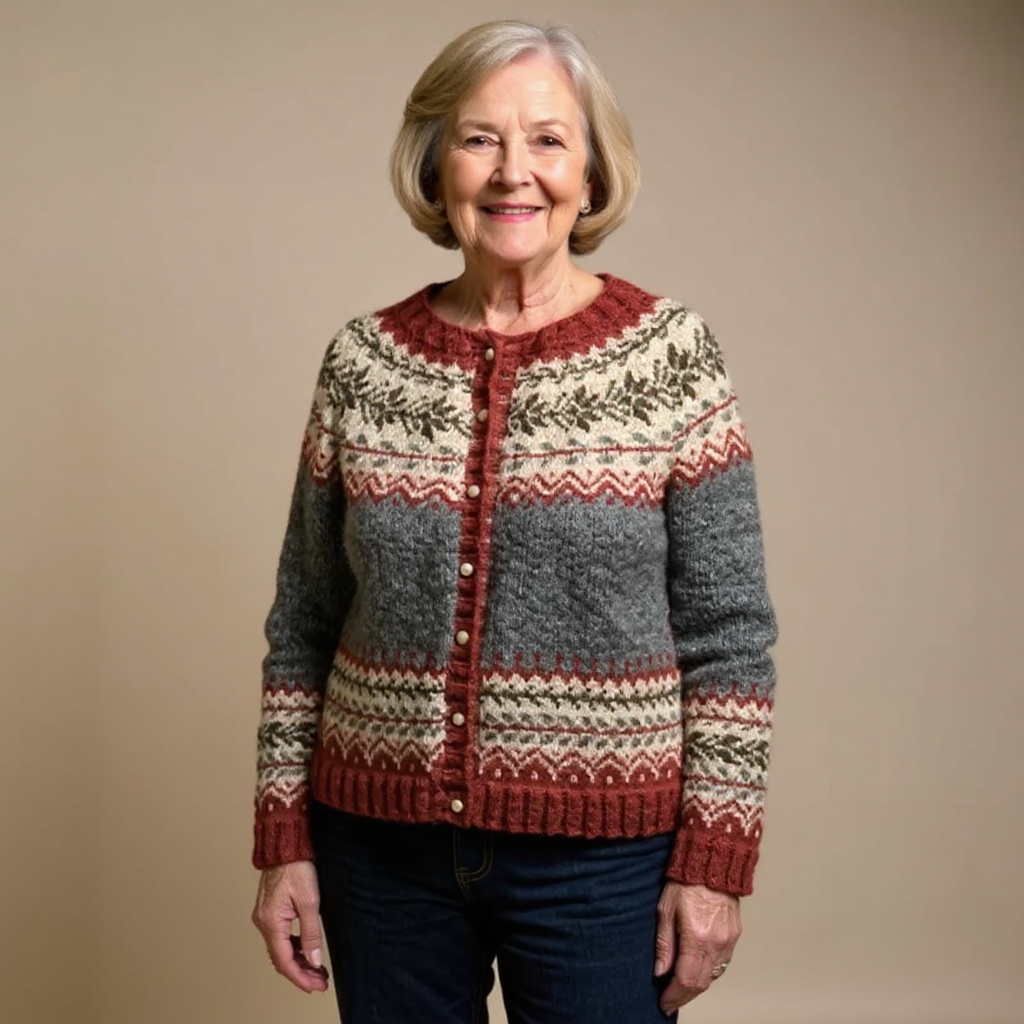 Fair Isle Button Front Nordic Knit Cardigan 2