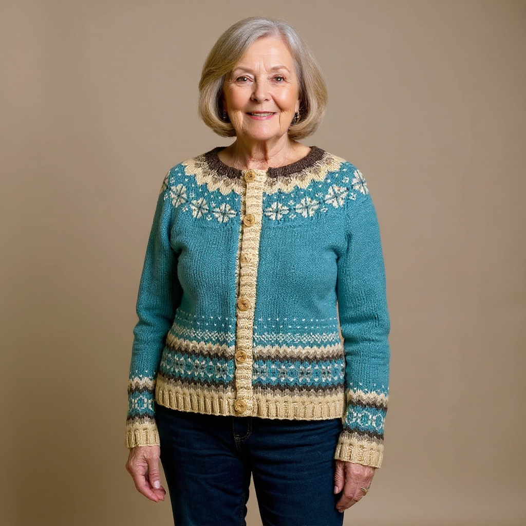 Fair Isle Snowflake Button Front Cardigan 2